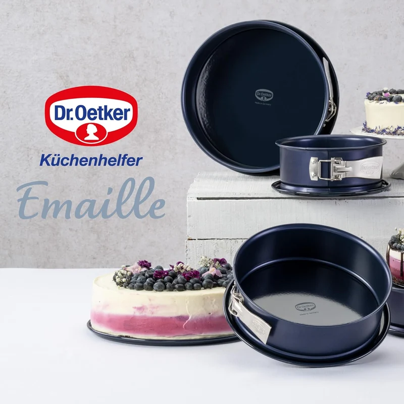 Dr. Oetker Springform Ø 26 cm Back-Liebe Emaille – Runde Backform mit Schnitt- & kratzfestem Emaille
