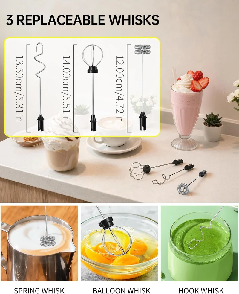 CIRCLE JOY Elektrischer Milchaufschäumer Stab mit variabler Geschwindigkeit Variabel Silber - Box &