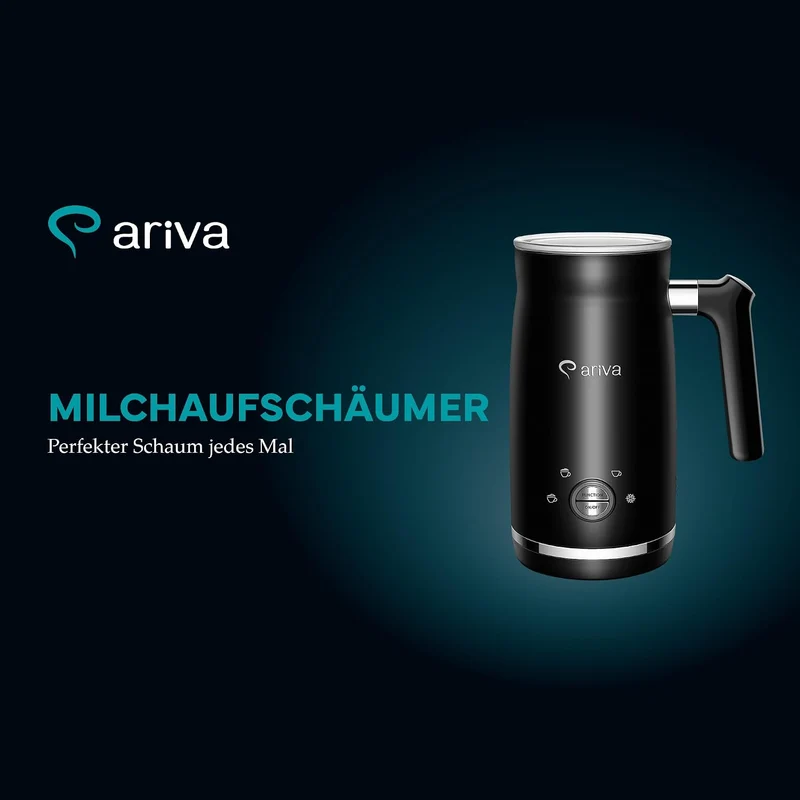 ARIVA 4-in-1 Elektrischer Milchaufschäumer & Milchwärmer 500W, 300ml, Antihaftbeschichtung, Auto-Off