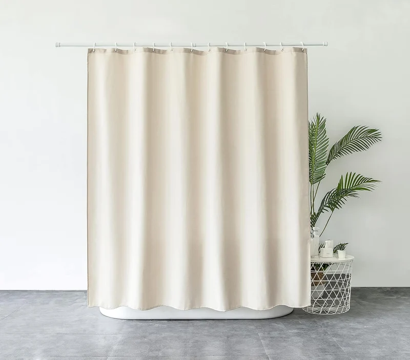 Premium Duschvorhang Leinen Stoff Textil 240x200cm Wasserdicht Anti-Schimmel für Badezimmer Coffee 1