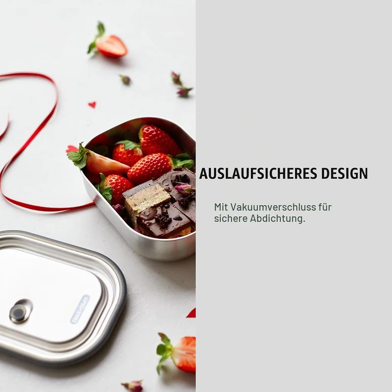 black+blum Lunchbox Edelstahl 600ml | Orange | 3-in-1 | Vakuumverschluss- 100% auslaufsicher | inkl.