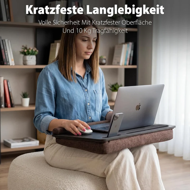 Vigo Wood Laptoptisch - Laptop Unterlage Ständer bis zu 17,3 Zoll - Kissen Tablett für Bequeme Arbei