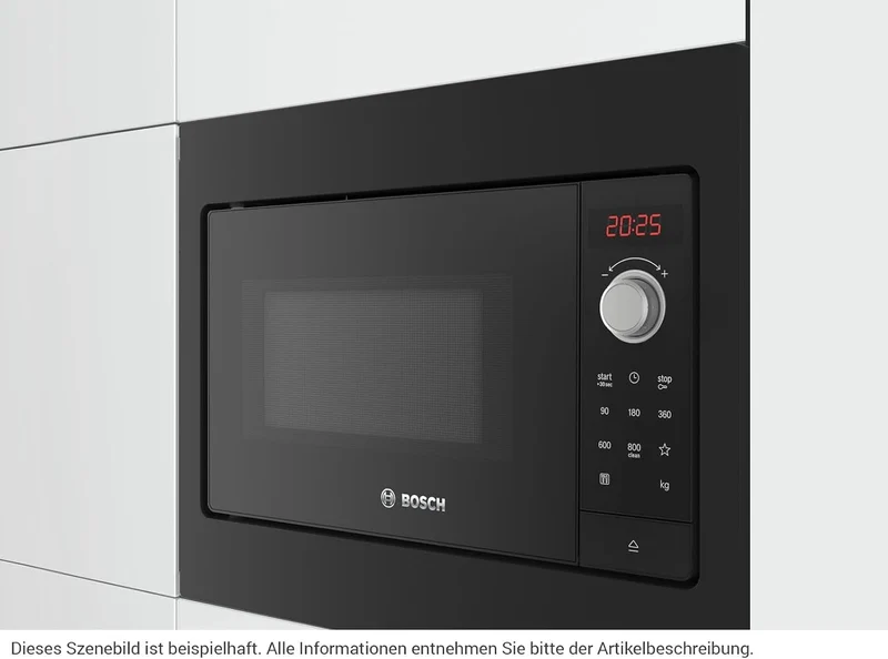 Bosch BFL523MB3 Serie 2 Einbau-Mikrowelle, 38 x 50 cm, 800 W, Drehteller 27 cm, Türanschlag Links, A