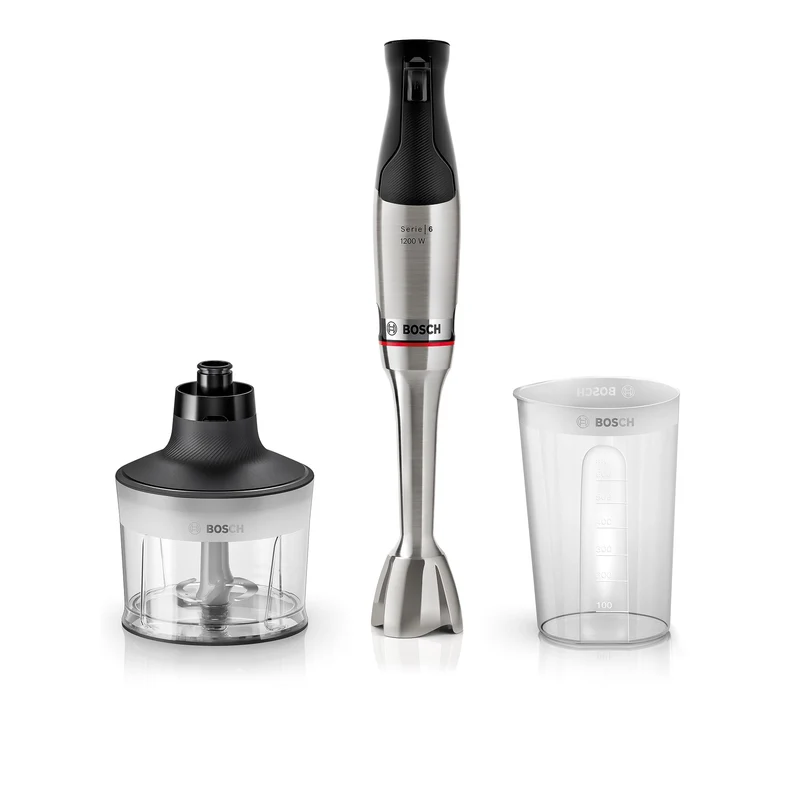 Bosch Stabmixer ErgoMaster Serie 6, Zerkleinerer, einhändig bedienbar, 4 Edelstahl-Klingen verschlei