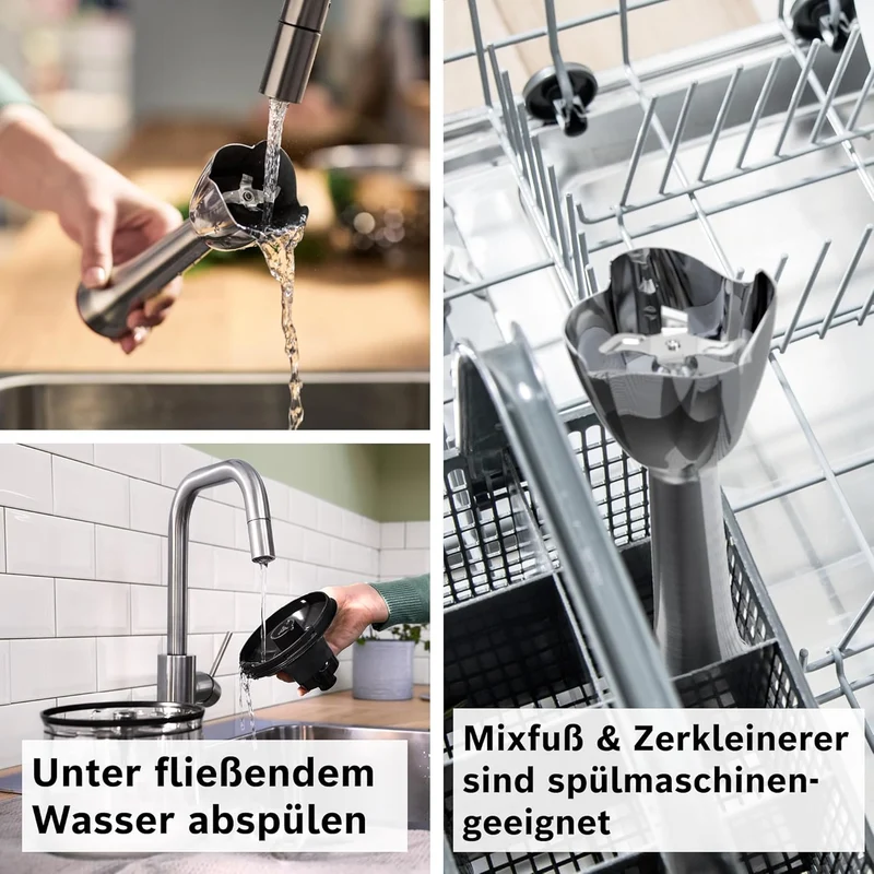Bosch Stabmixer ErgoMaster Serie 6, Zerkleinerer, einhändig bedienbar, 4 Edelstahl-Klingen verschlei