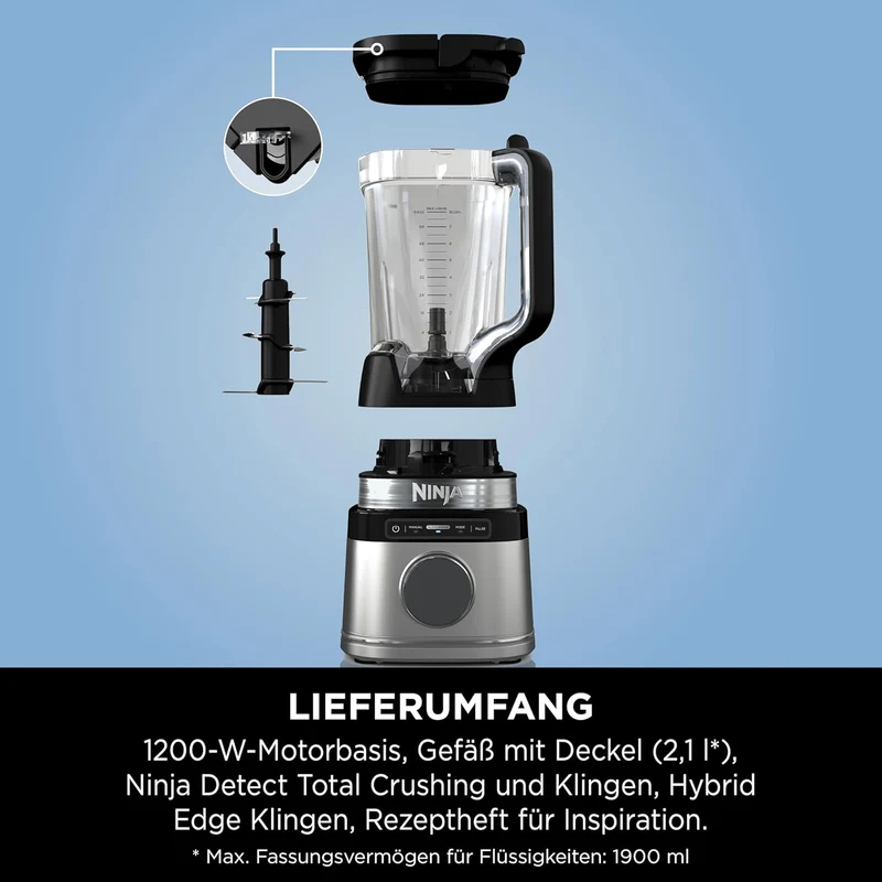 Ninja Detect Power Mixer Pro / Blender / Smoothie Maker, 1200 W, 2 L Krug (1,9 L max. Fassungsvermög