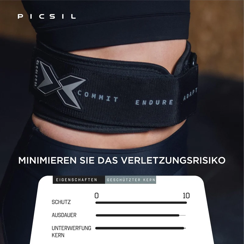 PICSIL - Gewichthebergürtel, Lendenwirbelstütze für Reissen & Stossen, Wettkampfgenehmigt mit Schnal