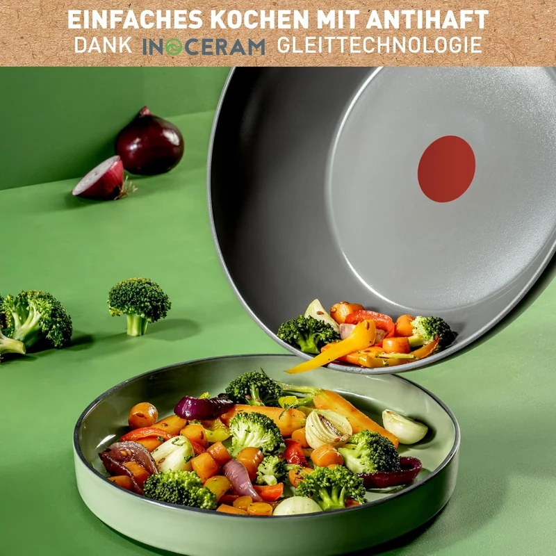 Tefal C42719 Renew On Wokpfanne 28 cm | Keramikversiegelung | umweltfreundlich recycelt | Thermo-Sig