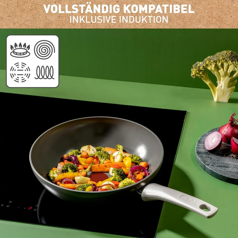 Tefal C42719 Renew On Wokpfanne 28 cm | Keramikversiegelung | umweltfreundlich recycelt | Thermo-Sig