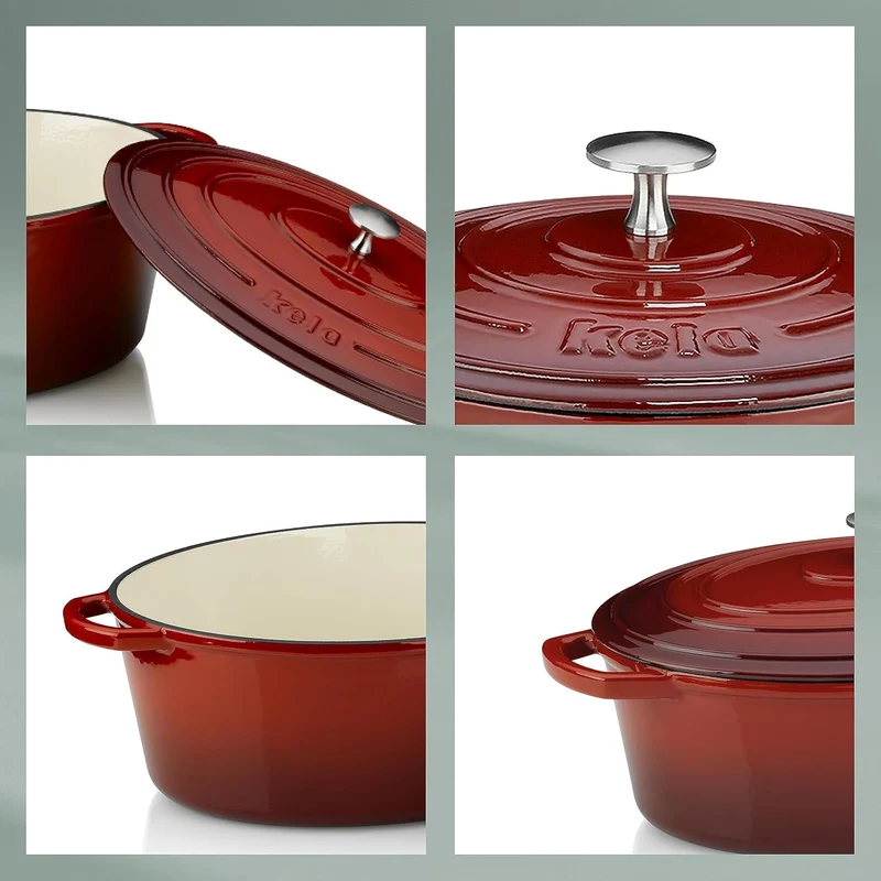 Kela Bräter Calido Gusseisen rot Rund 10cm 21cmØ 2,5l, 21 cm, Rot