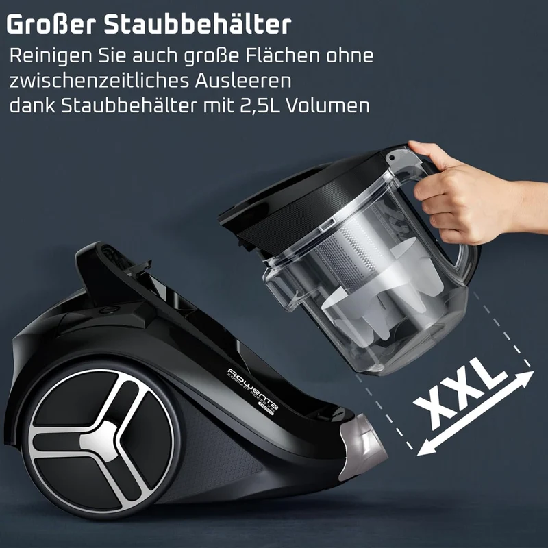 Rowenta RO4B50 Compact Power XXL Animal beutelloser Bodenstaubsauger | 900 Watt | 3-stufiges Filters
