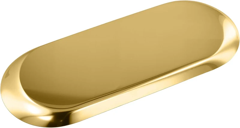 5 Stück Goldene Tablett Oval 30 x 12 cm, gross Edelstahl Servierteller Serviertablett Gold Deko Tabl