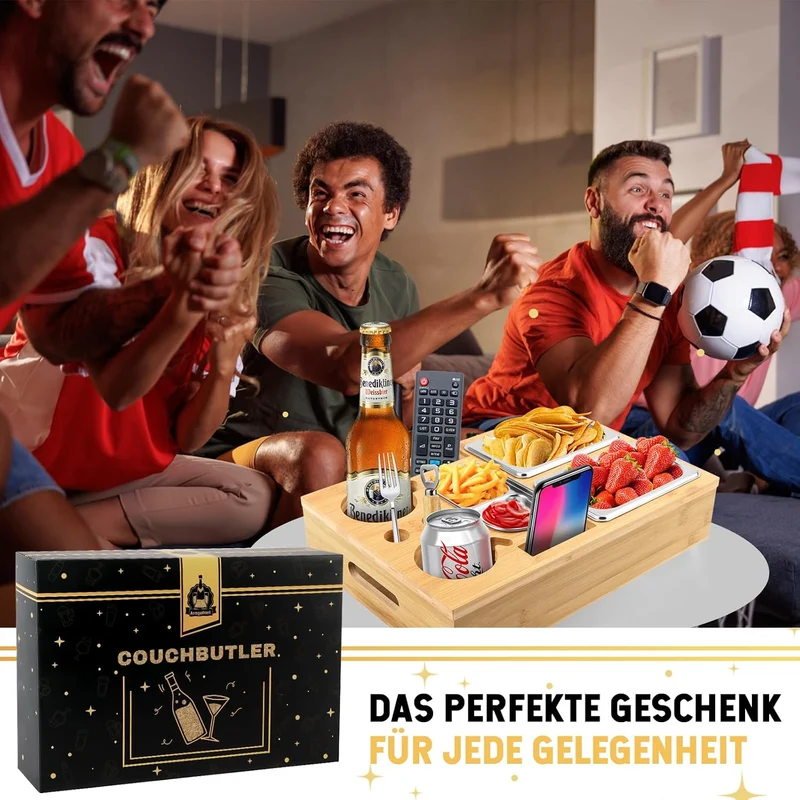 IEEILULU Couchbar, Snackbox Sofatablett, Couch Bar mit Geschenkbox, Snackspender mit Snackschale, Ge