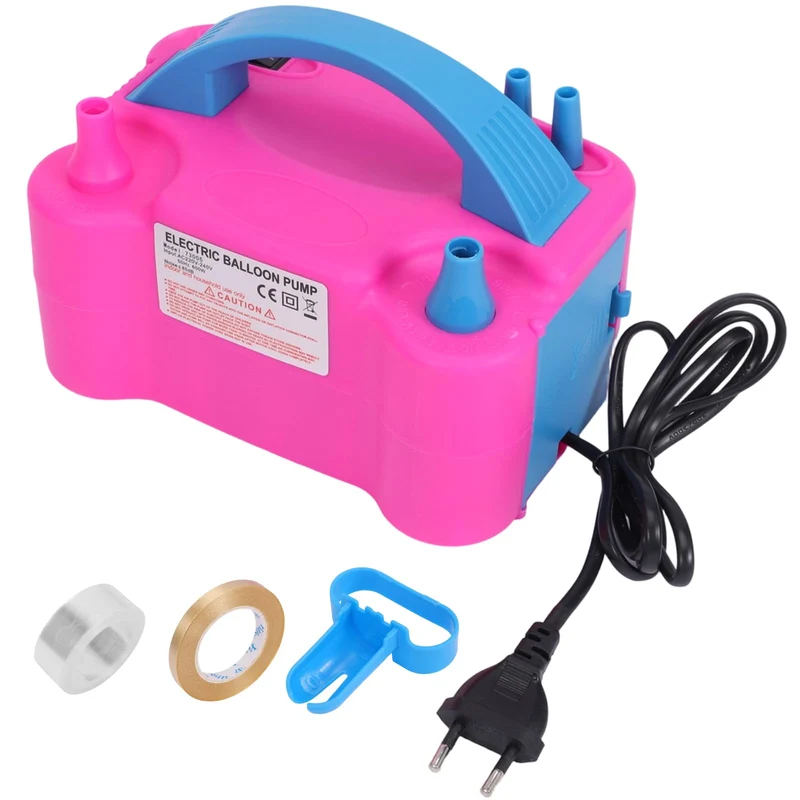 Luftballonpumpe Elektrisch, 600 W, Elektrische Ballonpumpe mit Doppeldüse und 2 Aufblasmodi, Tragbar