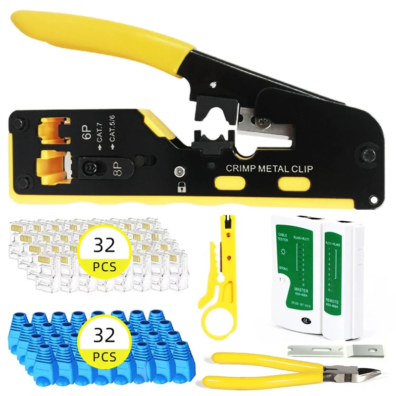 RJ45-Crimpwerkzeug Set 32-teilig – für CAT5/CAT6/CAT7