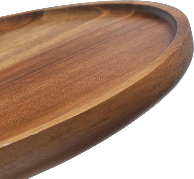 Tablett Rund aus Akazienholz, Serviertablett Holz, Charcuterie Brett, Dekorative Tablett für Couchti