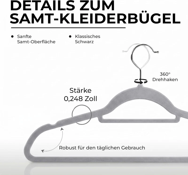 Utopia Home -Premium-Antirutsch-Kleiderbügel aus Samt - rutschfeste und strapazierfähige Kleiderbüge