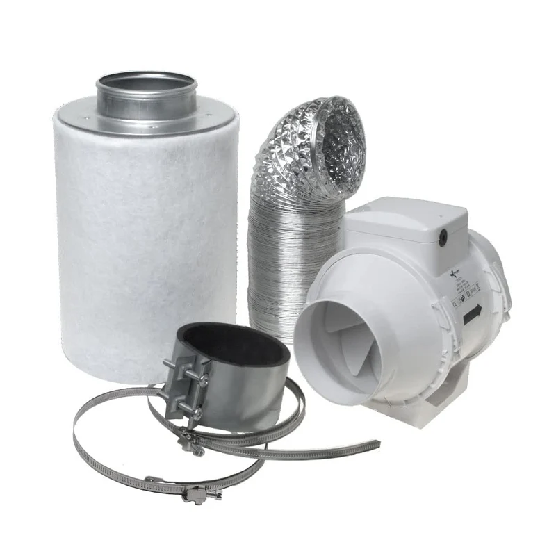 Aktivkohlefilter Abluft Lüftungsset inkl. Rohrventilator 280 m³/h Belüftungsset für Growbox