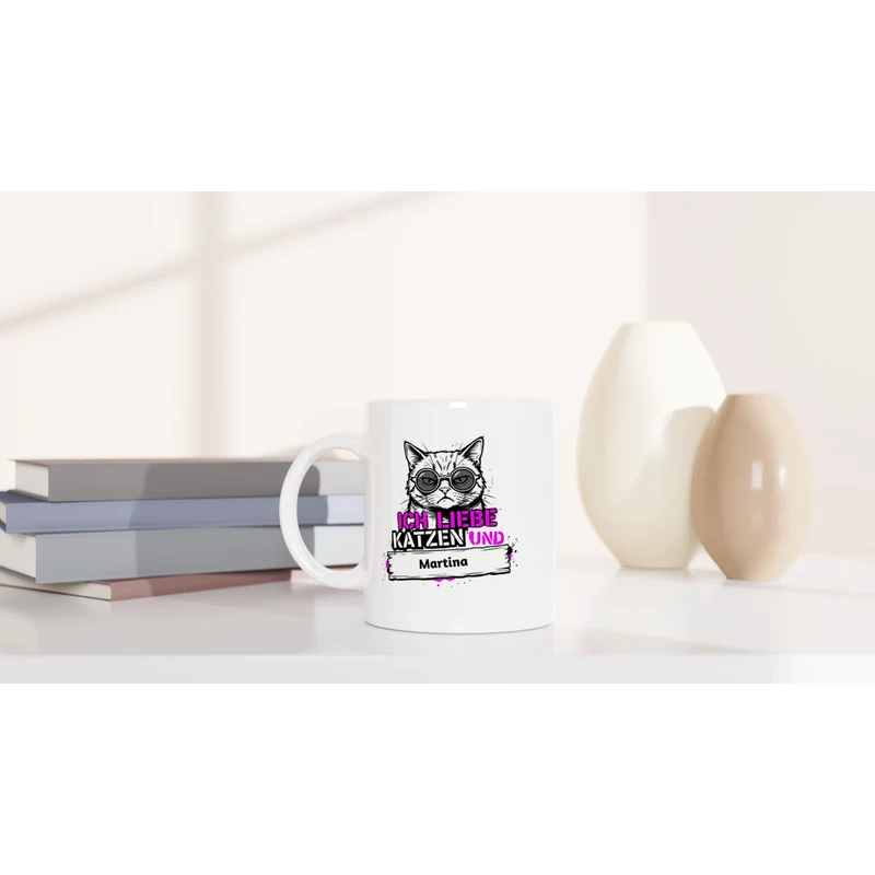 Ich liebe Katzen und - Tasse