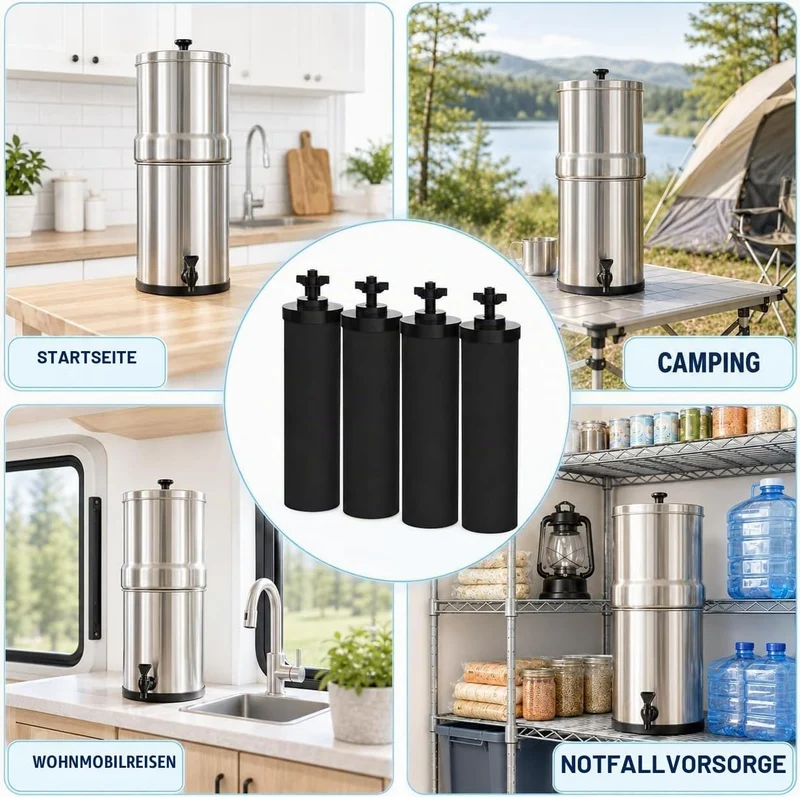 BB9-2 Ersatz-Wasserfilter 4 Stück, Kompatibel mit Berkey Filtersystemen