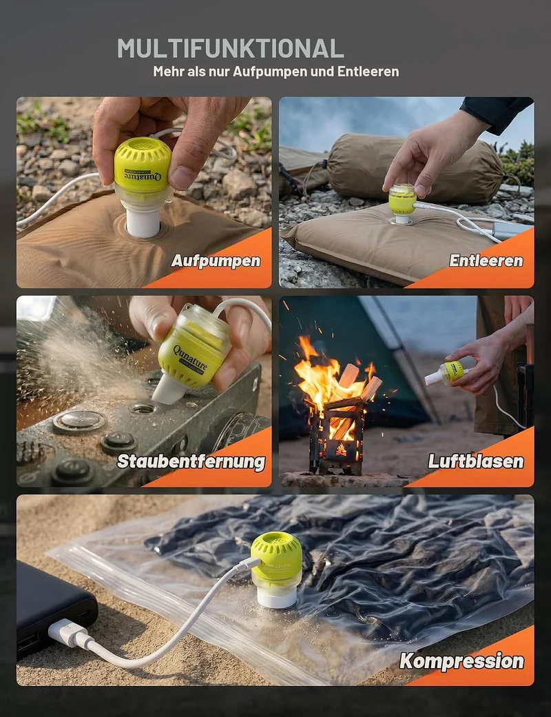 Elektrische Luftpumpe 5 kPa Leicht 29g Tragbar ohne Akku Grün, Grün