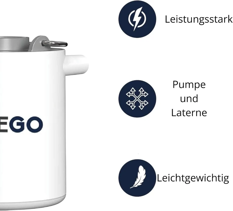 Luvego Mini-Akku-Luftpumpe, 180 l/min, 3,5 kPa, 1300 mAh, elektrische Pumpe zum Aufblasen und Absaug