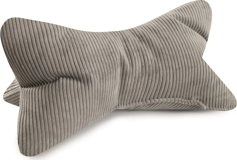 MAGMA Leseknochen INGA, Cord Look, Farbe grau, 42cm x 22cm, ergonomische Form für Nacken- oder Lende