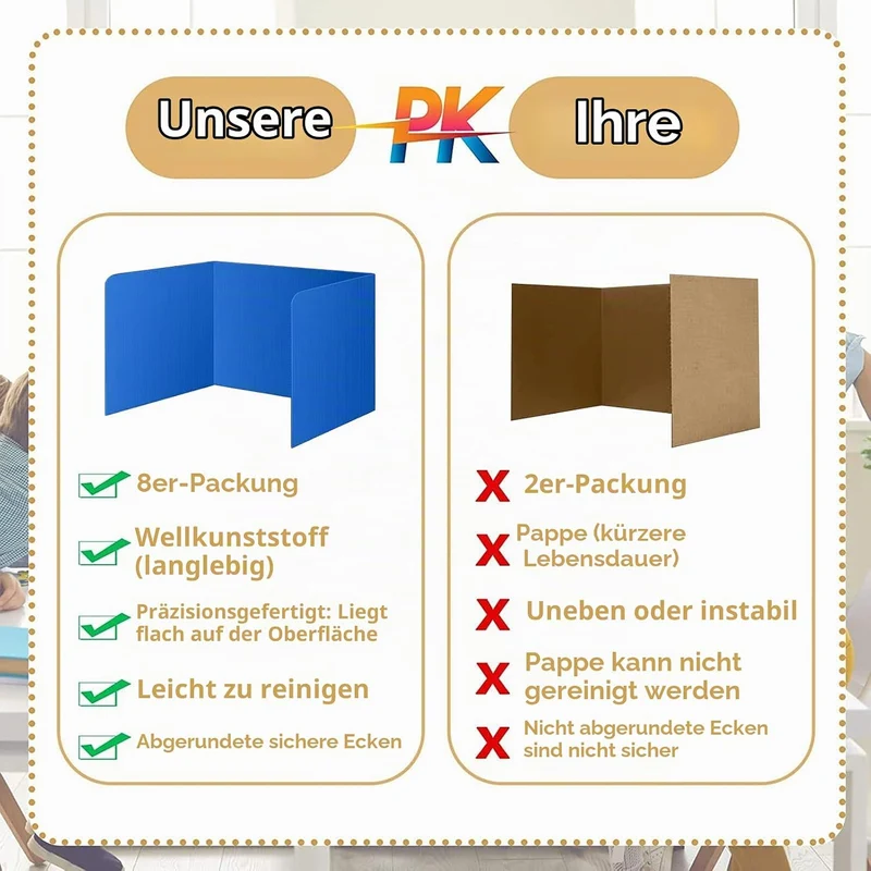 DAZZTIME 8 Stück Trennwand für Schreibtisch,Tragbarer Schreibtischteiler,Faltbare Schreibtisch-Trenn