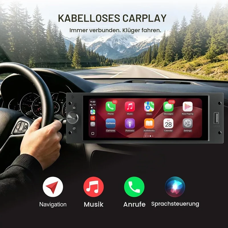 1 DIN Autoradio mit Bildschirm für Peugeot 206 207 307 308 3008 5008 Citroën C2 C3 C4 Picasso, Wirel