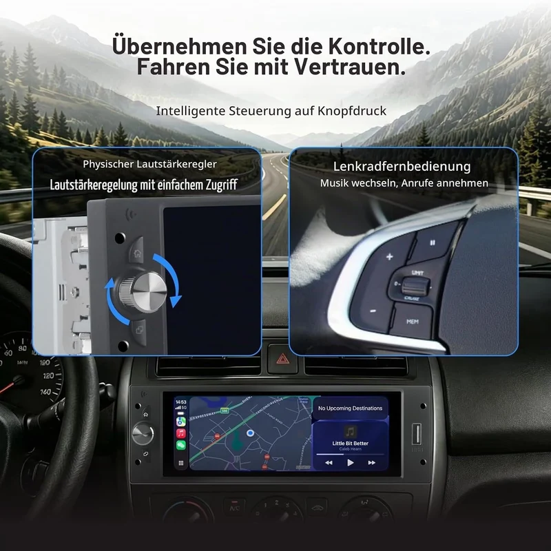 1 DIN Autoradio mit Bildschirm für Peugeot 206 207 307 308 3008 5008 Citroën C2 C3 C4 Picasso, Wirel