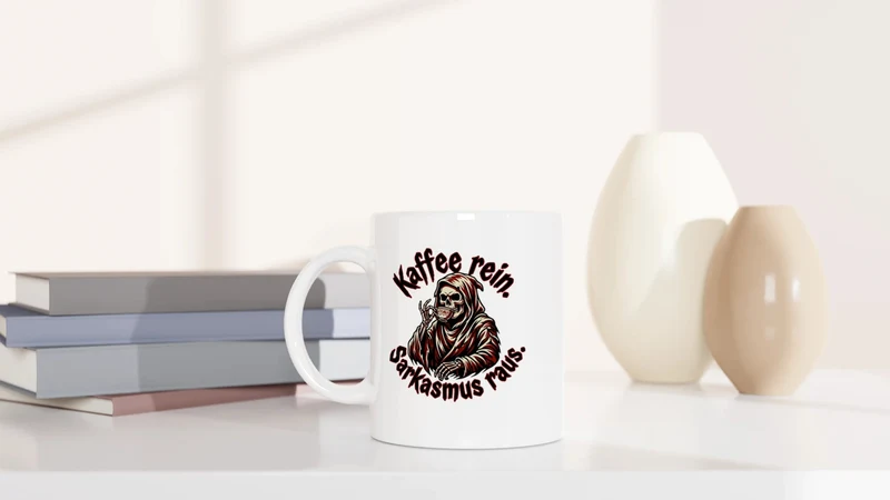 Kaffee rein. Sarkasmus raus - Tasse