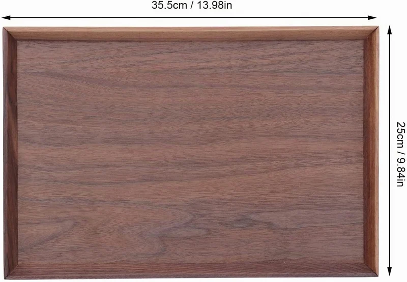 Buachois Holz Tablett, 35 x 25cm Rechteckig Serviertablett Teetablett Deko 35x25cm, 35x25cm