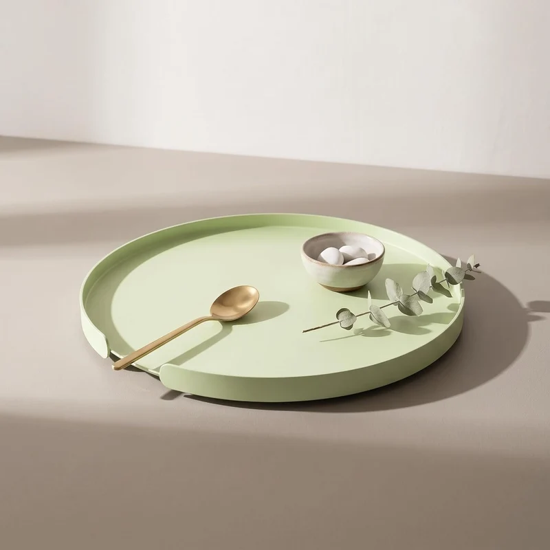 LILO Deko Tablett rund, Serviertablett aus Aluminium, Mint, Mint