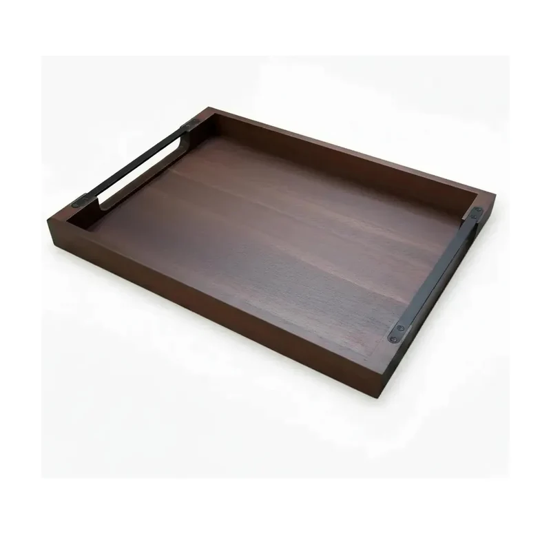 Serviertablett Holz mit Griffen – Akazien-Holztablett, gross 48x38 cm 48 x 38 x 5 cm, 48 x 38 x 5 cm