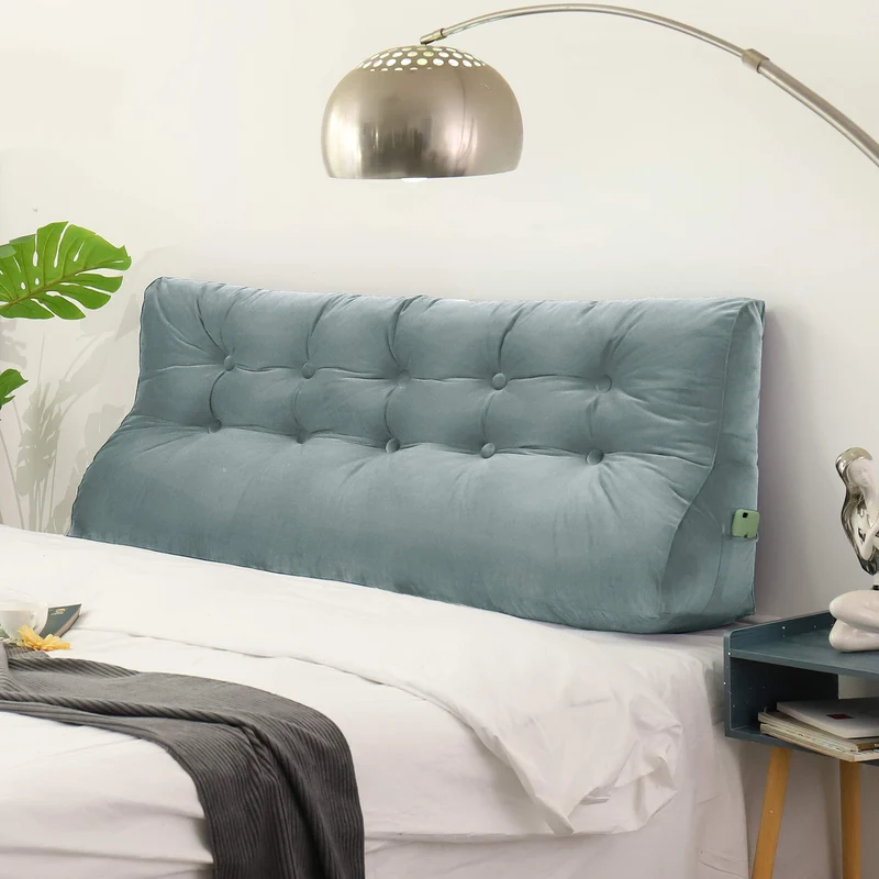 Johnear Rückenkissen Samt ergonomisch für Sofa & Bett (Grau, 160cm) Grau 160cm, Grau 160cm