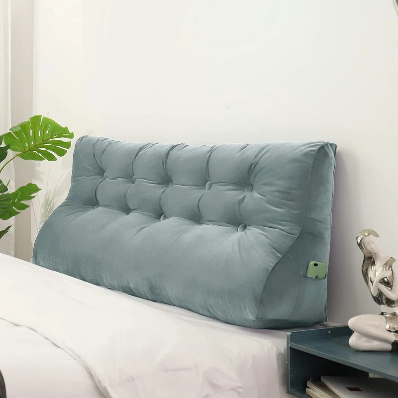 Johnear Rückenkissen Samt ergonomisch für Sofa & Bett (Grau, 160cm) Grau 160cm, Grau 160cm