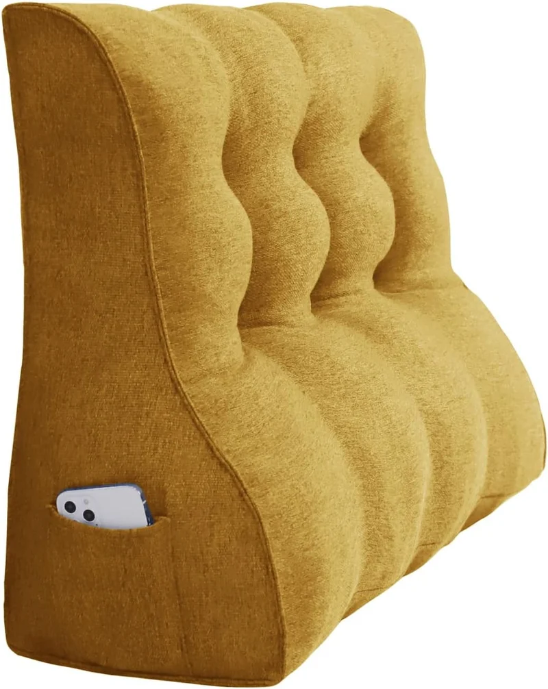 Johnear Rückenkissen Ergonomisch Gekrümmt für Sofa & Bett (Gelb, 120cm) Gelb 120cm, Gelb 120cm