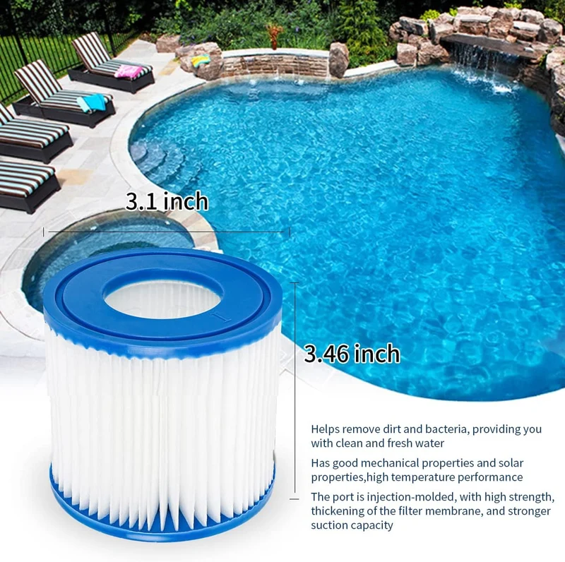 YanBan Schwimmbad-Filterkartusche kompatibel mit Best-Way 58381 Filterpumpe, 6 Stück Ersatzfilter ko