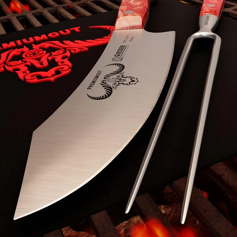 GIESSER seit 1776 - Made in Germany - PremiumCut, Red Diamond, Tranchier Set 2 teilig, Kochmesser 20