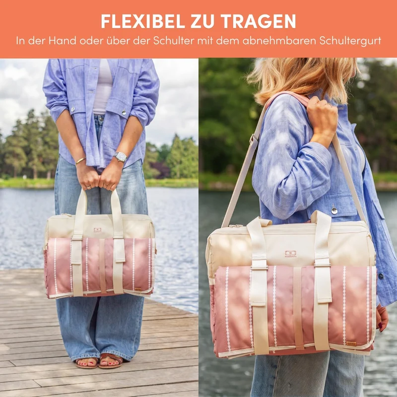monbento – 25-Liter-Isoliertasche + wasserdichte Tischdecke – Ideal für Picknicks – Rosa