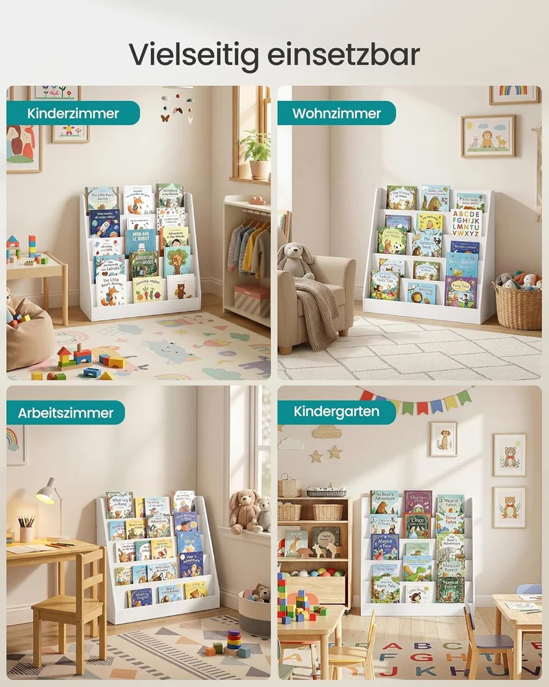 SONGMICS Bücherregal Kinder, Kinderregal, Montessori Regal mit 5 Ebenen, für Bilderbücher, Kinderzim