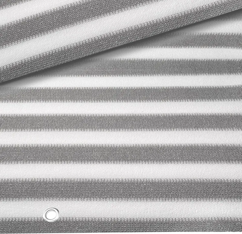 CelinaSun Sichtschutz Balkon 0,9 x 5 m Streifen hellgrau weiss HDPE Zaunblende mit Kabelbinder atmun