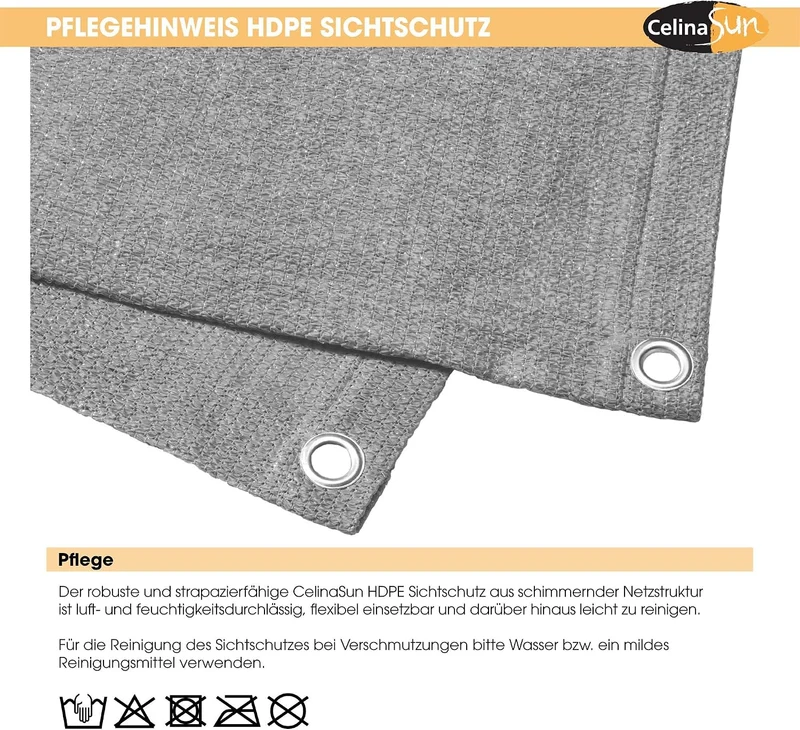 CelinaSun Sichtschutz Balkon 0,9 x 5 m Streifen hellgrau weiss HDPE Zaunblende mit Kabelbinder atmun