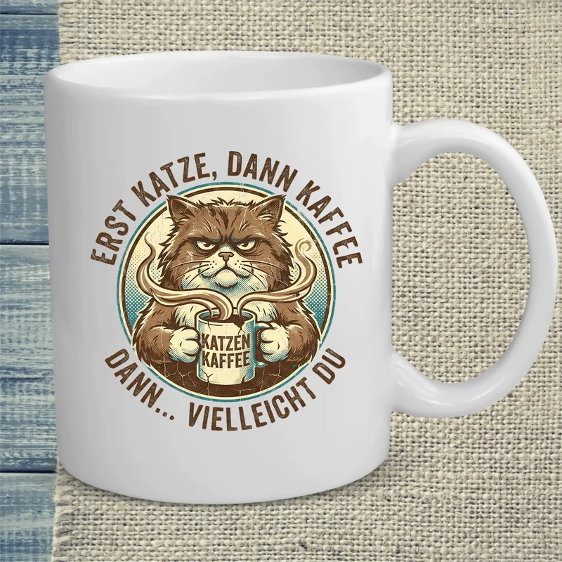 Katze Kaffee Du - Tasse