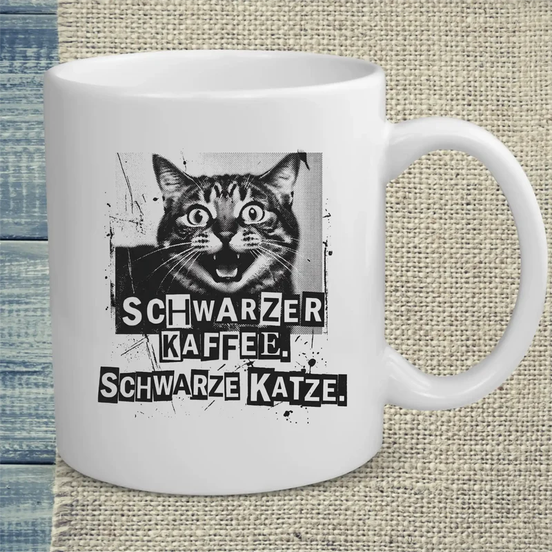 Schwarzer Kaffee - Schwarze Katze - Tasse