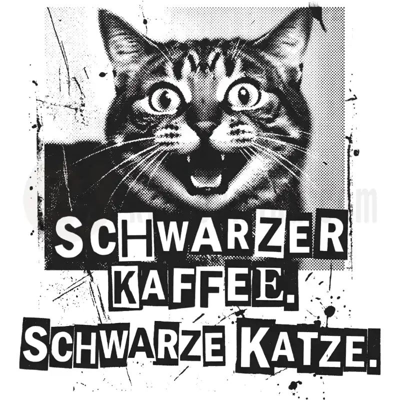 Schwarzer Kaffee - Schwarze Katze - Tasse