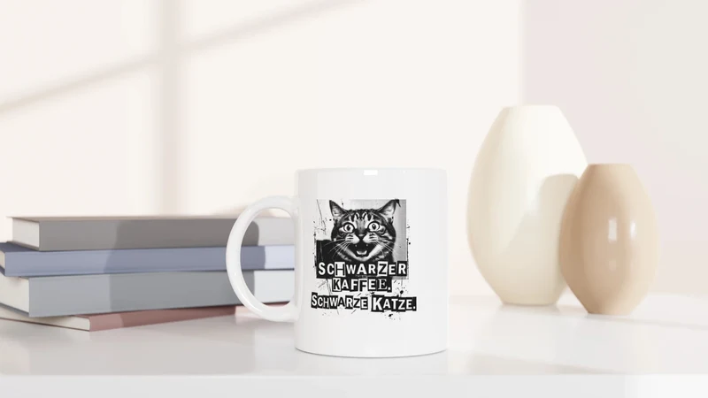 Schwarzer Kaffee - Schwarze Katze - Tasse
