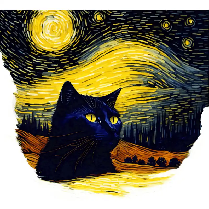 Schwarze Katze im Abendhimmel - Tasse