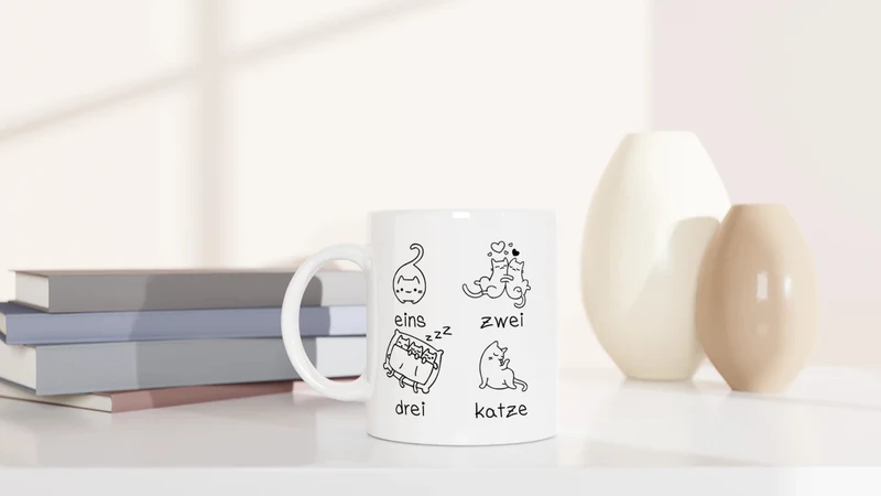 eins zwei drei katze zzz - Tasse