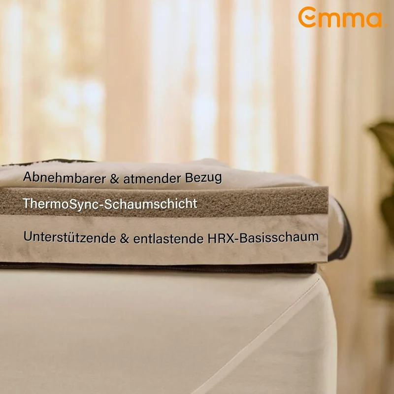 Emma Premium-Matratzenauflage 90 x 200 cm, 8 cm | 2 temperaturausgleichende & Feste Schichten | HRX-